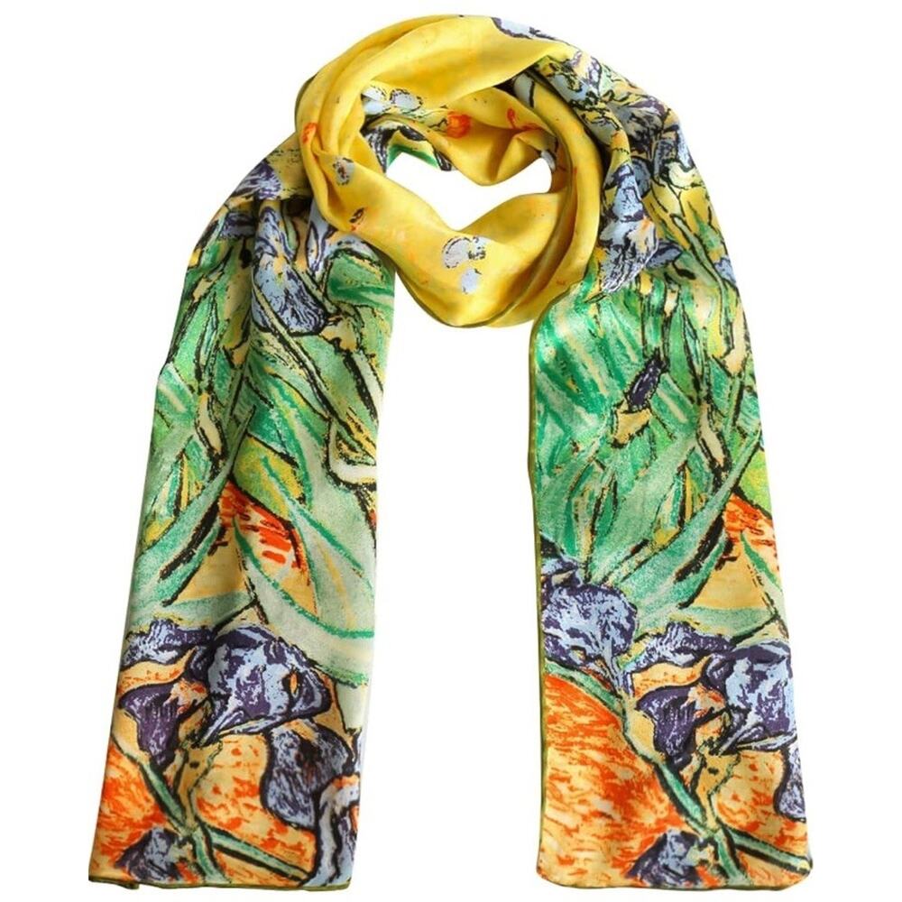 Cocoon House Van Gogh Irises Silk Scarf 60x16 Wearable Art Flowers